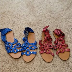 Blue/ red sandals